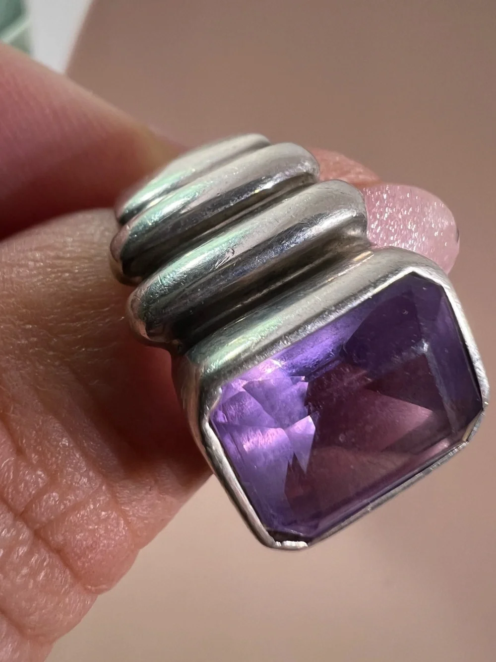 Sterling Silver Amethyst Statement Ring